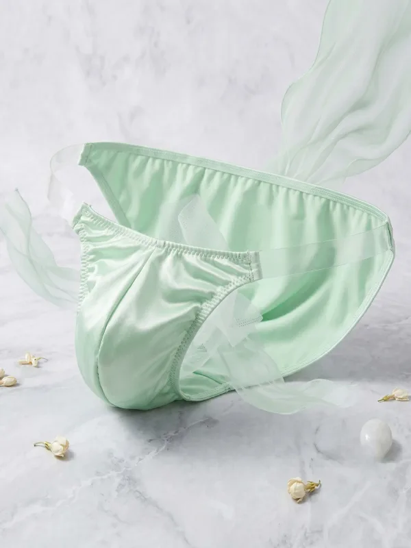 Ice Silk Satin Like Men's Underwear Solid Stretch High Fork Briefs Triangular Panties Bulge Pouch Smooth Breathable Underpant — image 15
