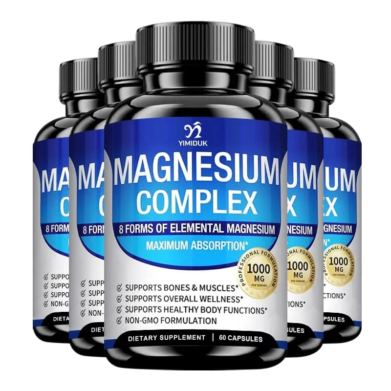 Magnesium-Komplex-Ergänzung 1000 mg – Magnesiumglycinat-Citrat-Malat-Taurat chelatisiert für Knochen-Muskel-Regenerationsenergie