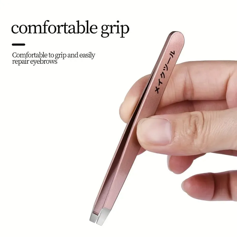 2 Pcs Set Professional Tweezers with a Storage Case Perfect for Removing Facial Hair Splinters And Ingrown Hairs Eyebrow Clip
