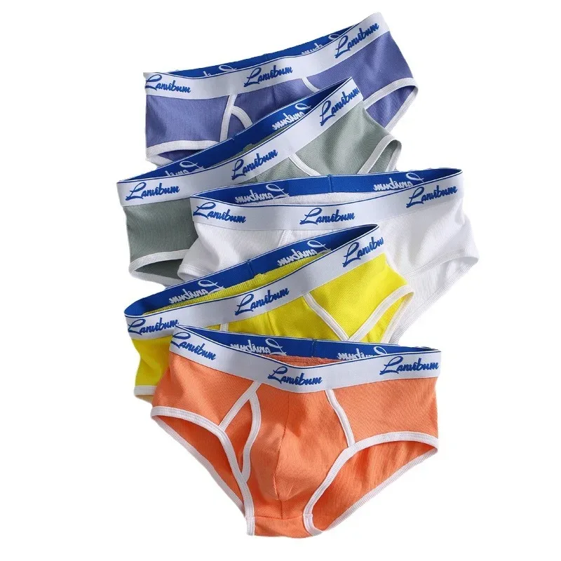 1PCS New Men's Underwear Mid Waist Thread Cotton Comfortable Breathable Solid Color Youth Underwear Men's Triangle Pants LA674