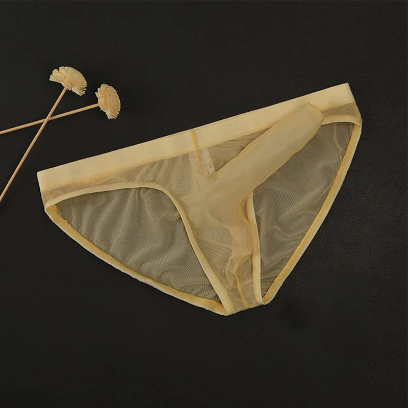 Sous-vêtements en maille transparente avec nez d'éléphant pour hommes, slip fin, léger, à séchage rapide, taille basse, respirant