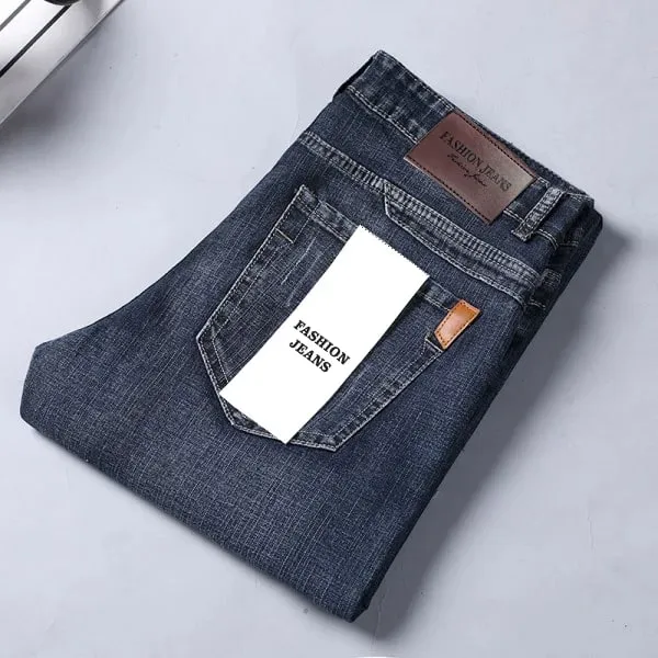 2026 Straight Regular Blue Slim Fit Stretch Denim Trousers Spring Autumn Men Classic Jeans Business Fashion Men's Smart Jeans — image 3