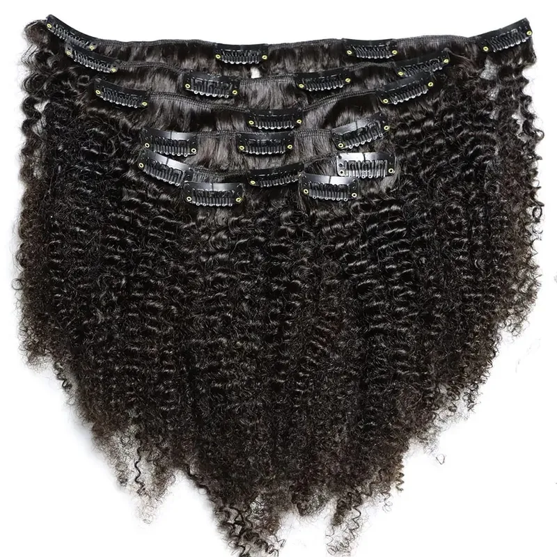 4C Clips Virgin Remy Human Hair Extensions Tight Small Afro Kinky Curly Clip In Hair Extensions African Black Women