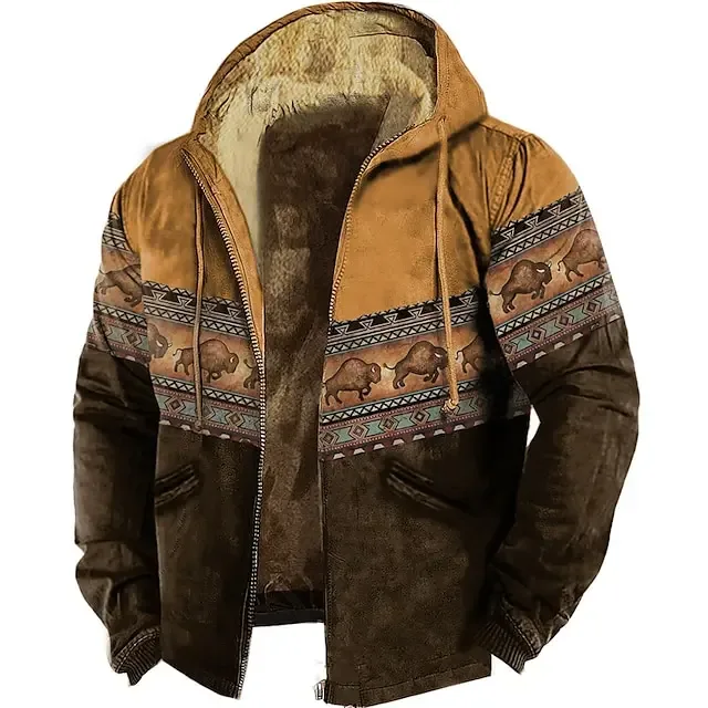 Men's Zipper Hoodies CowBoy Printing Winter For Men/Women Long Sleeve Jacket Sweatshirt Outerwear Clothing