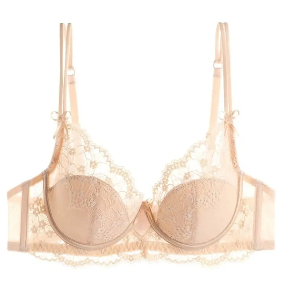 Women Pink Lace Full‑Cup Thin Minimizer Bra Set Push‑Up Anti‑Sag Support Lingerie Intimates For Large Breast Ladies Casual Daily — image 6