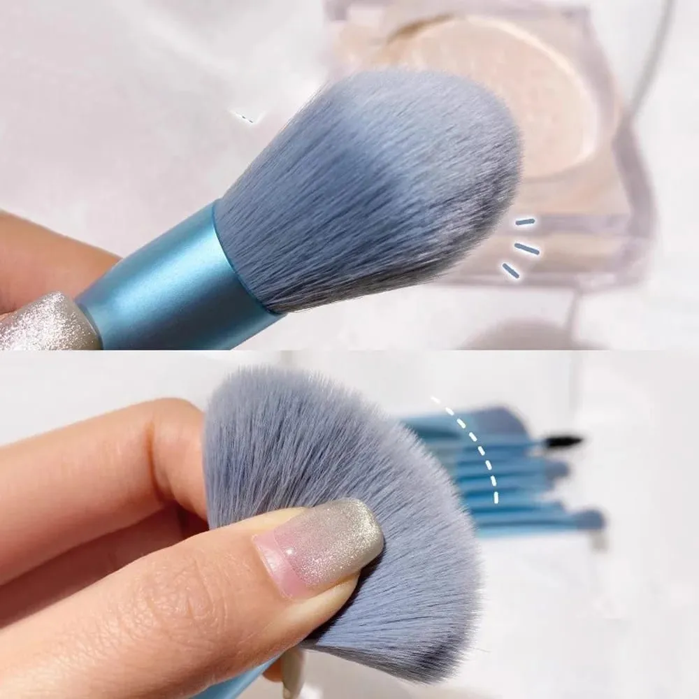 Travel Size 8Pcs Makeup Brush Kit - Soft Hair Blush Eyeshadow Contour Brushes Professional Beauty Tools
