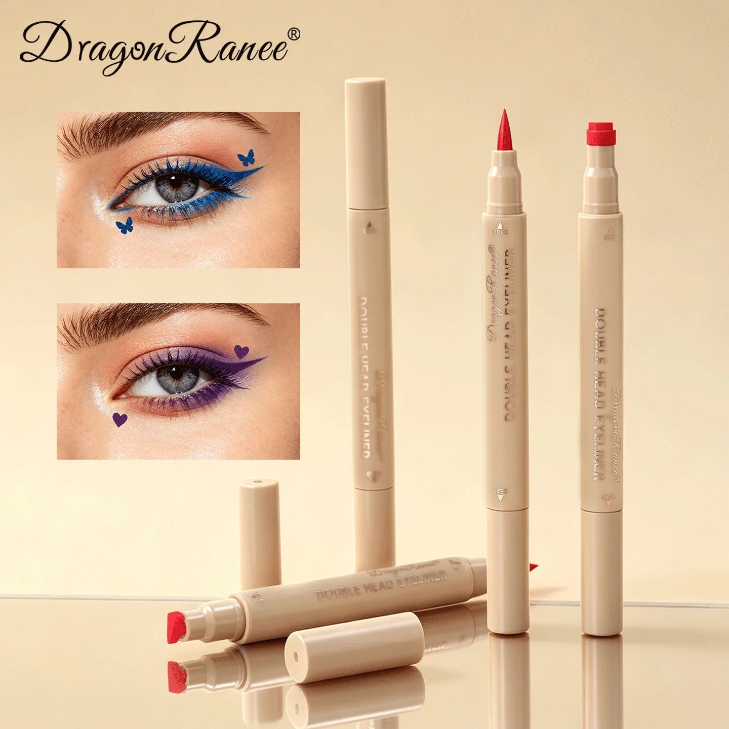 2-in-1 Double Ended Stamp Seal Eyeliner Quick Drying Waterproof and Sweat Proof Not Easy To Smudge Colorful Eye Makeup EyeLiner