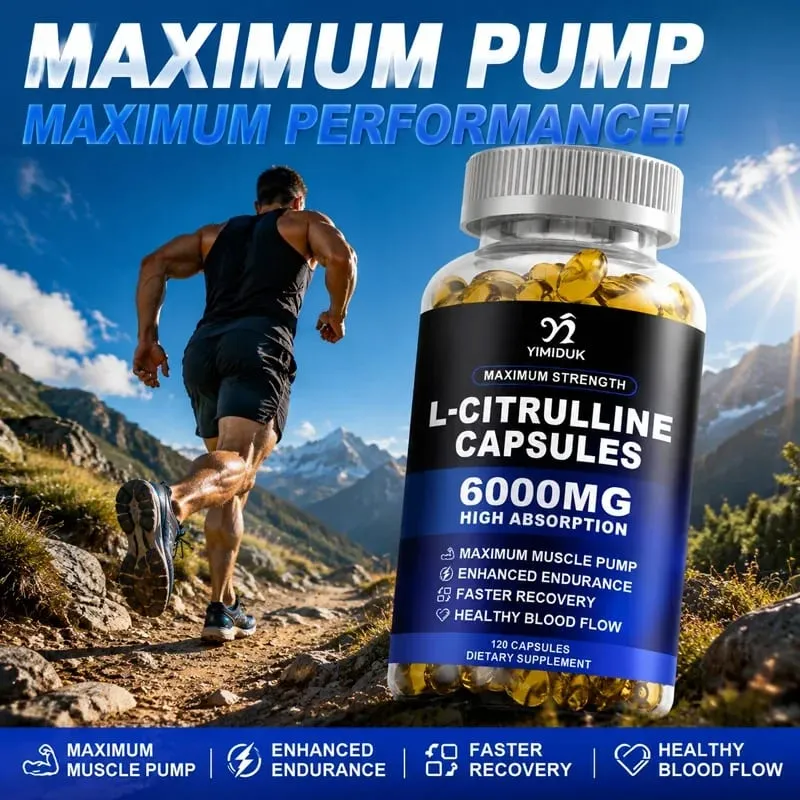 High Strength L-Citrulline Capsules with Gelatin Vitamin E Aid Vasodilation Build Muscle Fullness Quicken Recovery — image 6