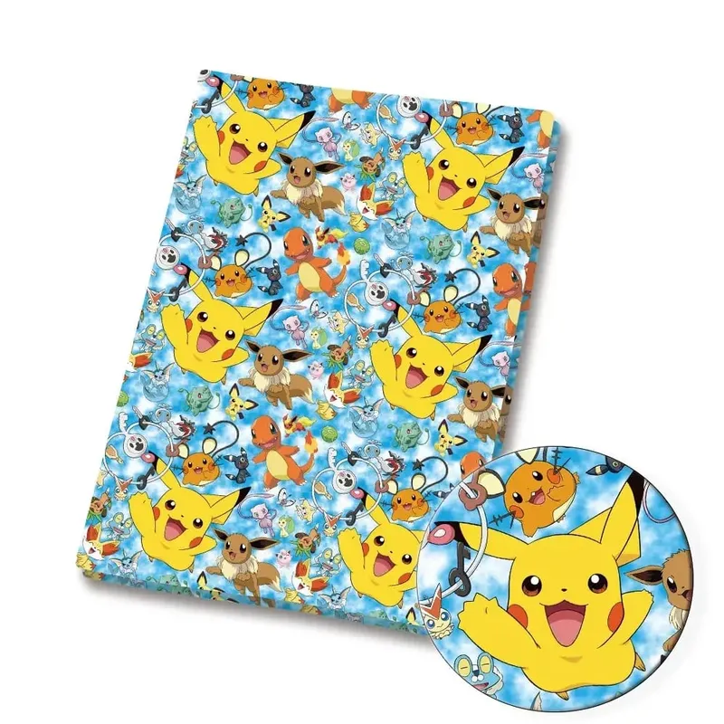 Pokemon Cartoon Fabric140*50cm Ruční šití Patchwork Quiltování Dětské šaty Domácí prostěradlo Potištěná látka Fabric Šití děti