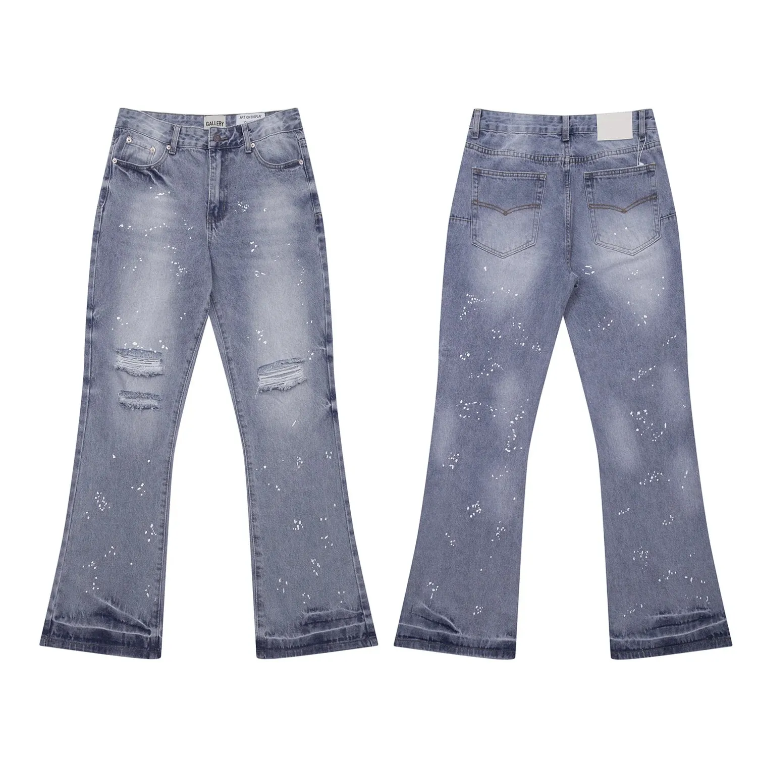Denim Bell-bottoms Washed And Worn Patchwork Jeans