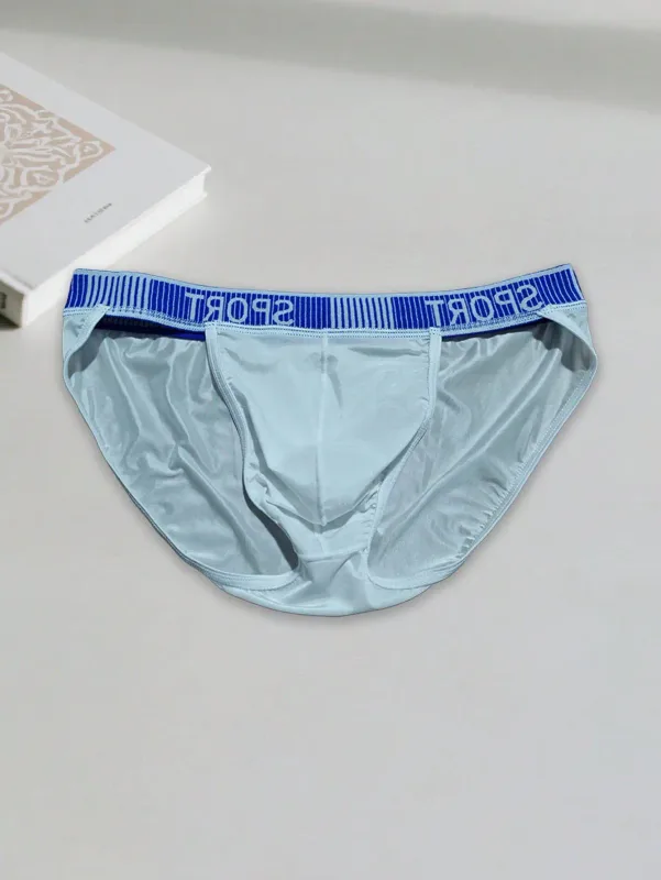 2PCS Basic casual sports knit fabric soft solid color low waist quick drying Men's sports cool ice silk brief