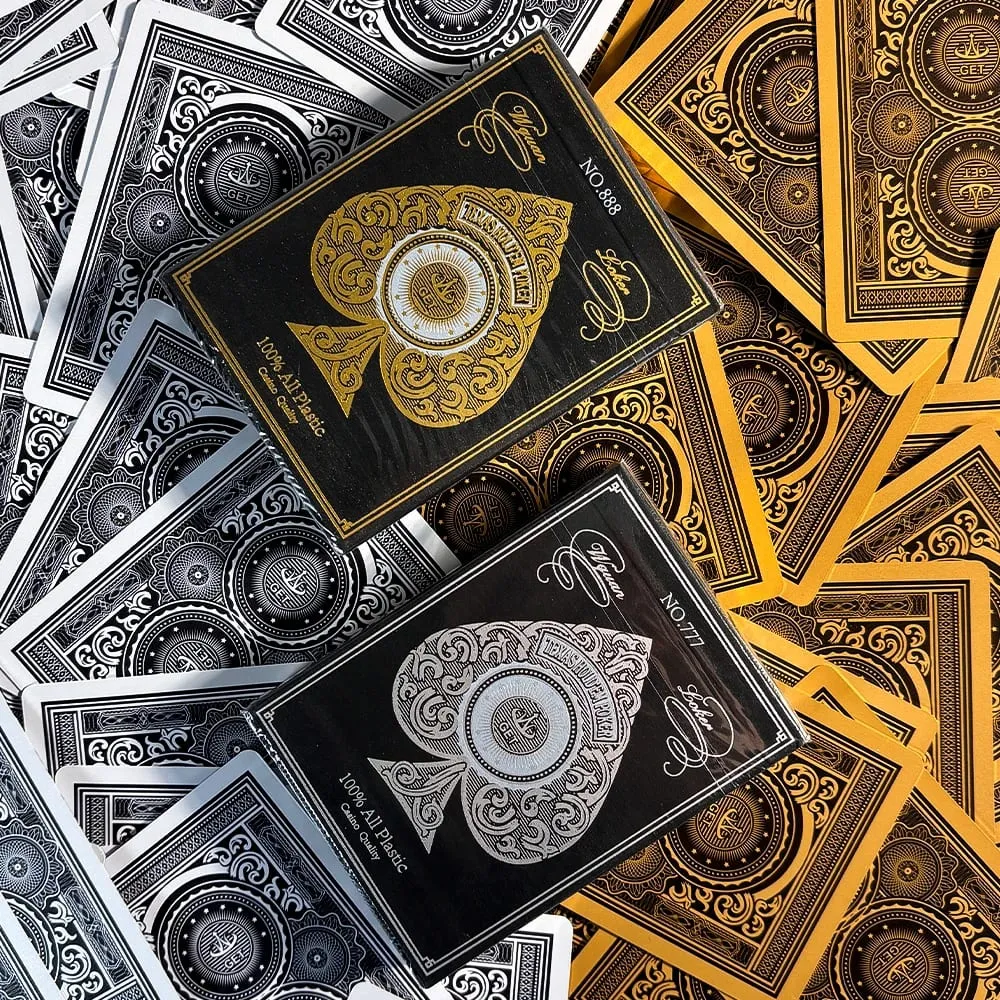 Premium Gold Edge Silver Edge Playing Cards PVC Plastic Waterproof Durable Poker Cards Large Character Deck of Cards for Parties — image 2
