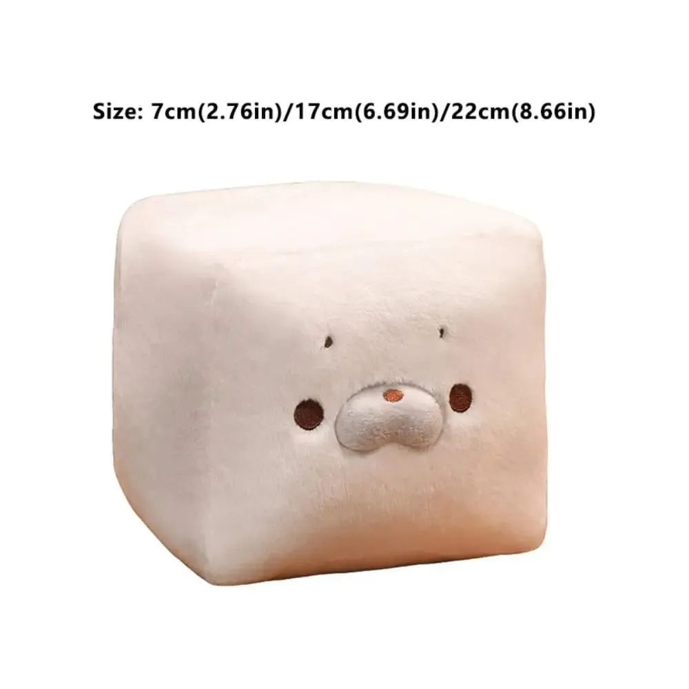Cute Seal Expression Plush Doll Toy Square Soft Tofu-Shaped Cushion Tofu-Shaped Bag Charm Home Decoration