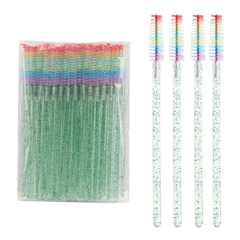 50pcs Disposable Crystal Eyelash Brush Lash Extension Makeup Brushes Mascara Wand Applicator Eyebrow Comb Rainbow Microbrush — image 10