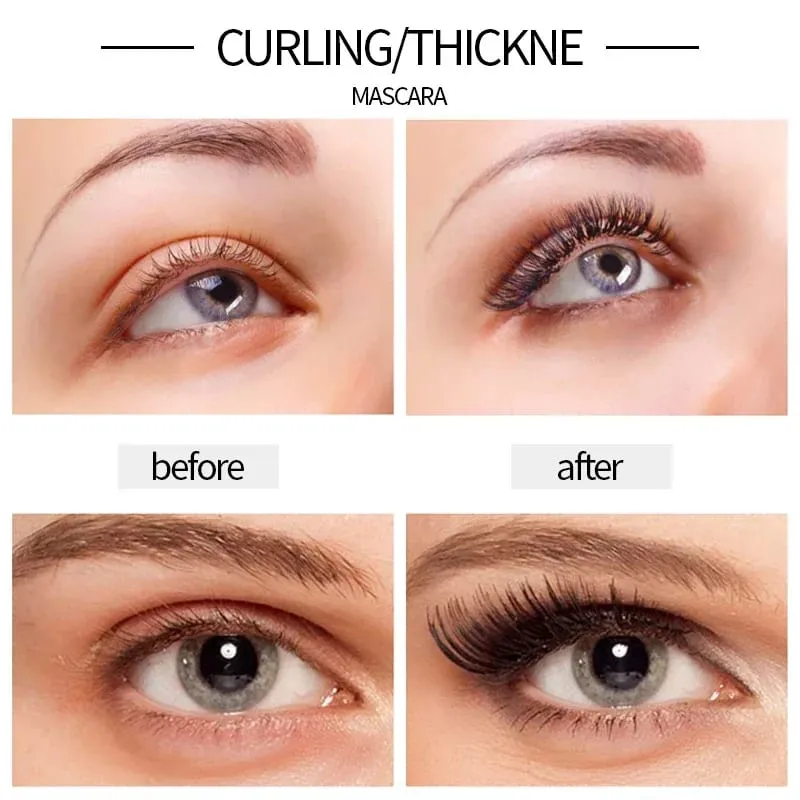 Lápiz Delineador de ojos líquido + rímel resistente al agua 4D, conjunto de cosméticos, delineador de ojos, máscara rizadora gruesa, lápiz para cejas, maquillaje de ojos — image 3