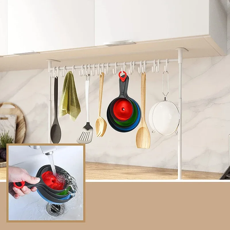 3 Buah/Set dengan 3 Ukuran Corong Dapur Lipat Silikon Teleskopik Corong Bubuk Cair Mulut Lebar Selai Corong Peralatan Dapur — image 4