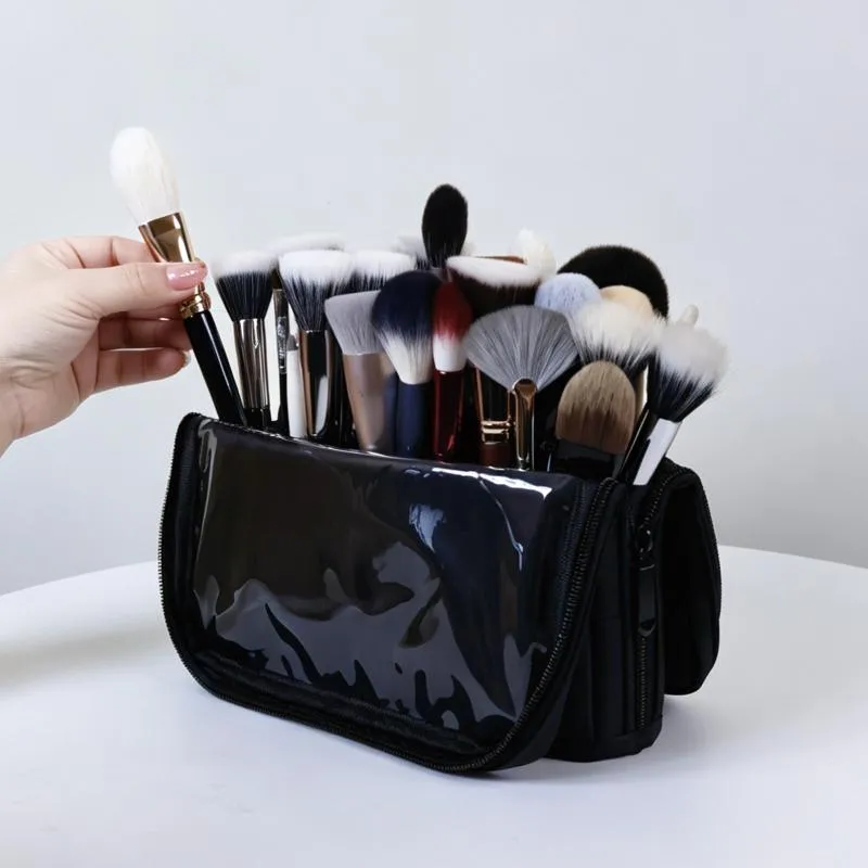1Pcs Foldable Makeup Artist Storage Makeup Brushes Pouch Stand-up Makeup Brushes Storage Bag With Adjustable Dividers