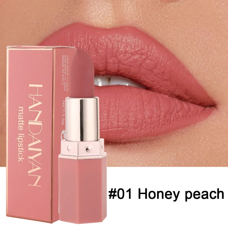 Moisturizing Matte Lipstick 6 Shades Long Lasting Non Transfer Nude Lip Gloss HANDAIYAN Cosmetics For Ladies