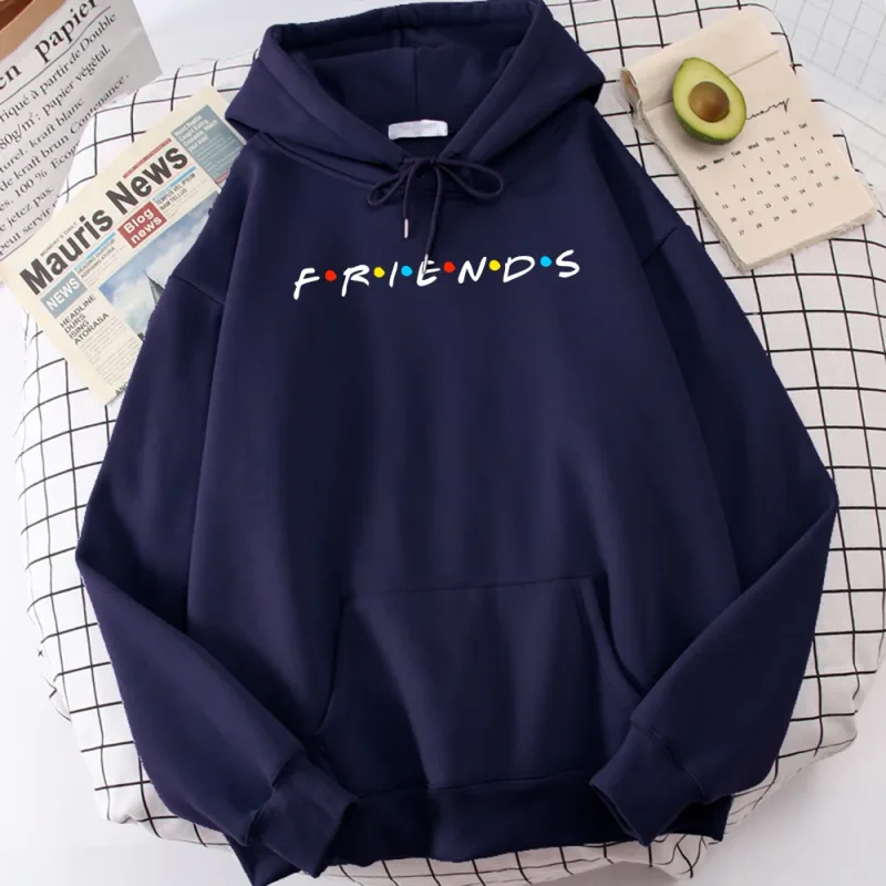 Sitcom Movie Friends Printed Mens Hoody Korean Fleece Sweatshirt Simple Crewneck Hooded Street Oversize Autumn Men's Clothes