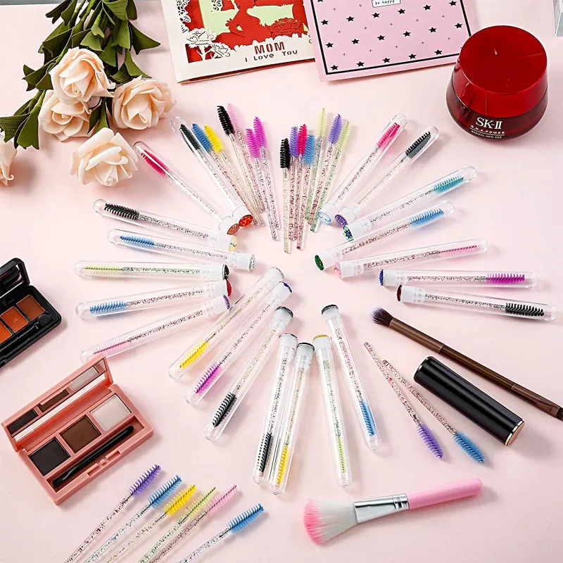 50/100 pz Riutilizzabile Ciglia Pennello Tubo per Estensione Ciglia Usa E Getta Mascara Bacchette Sopracciglio Applicatore Pennello Ciglia Pennelli
