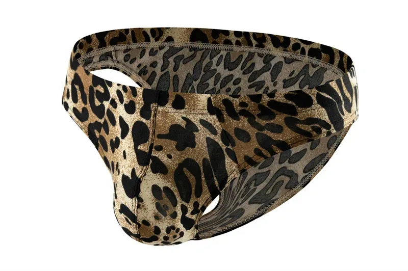 Sexy Men's Briefs Underwear Leopard Pattern Low Waist Soft Slip Briefs Lingerie Underpants Pouch Tangas Sexis De Hombre