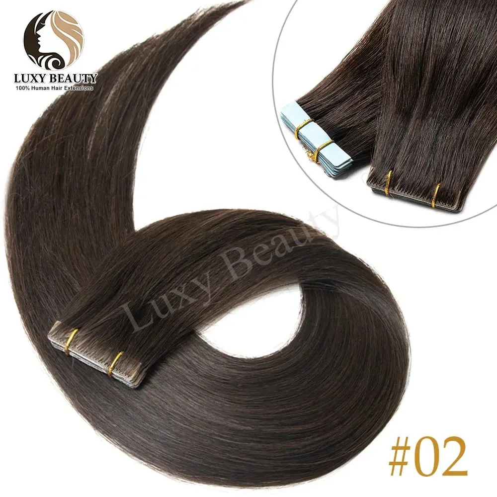 Invisible Tape In Hair Extensions Human Hair Double Side Injected PU Tape Hair Extensions Black Brown Blonde Tape Ins Hair 10pcs