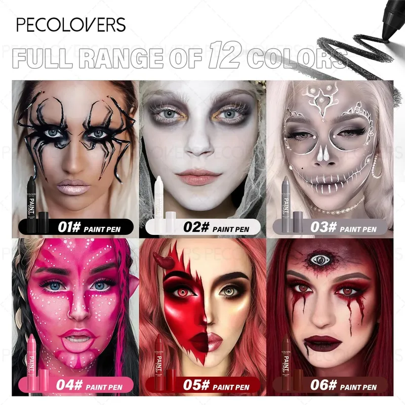 8PCS Facial Painting Suit Multi-color Paint Pen+eyeliner Pen+lipstick+makeup Tool Waterproof Suitable for Holiday Makeup — image 3