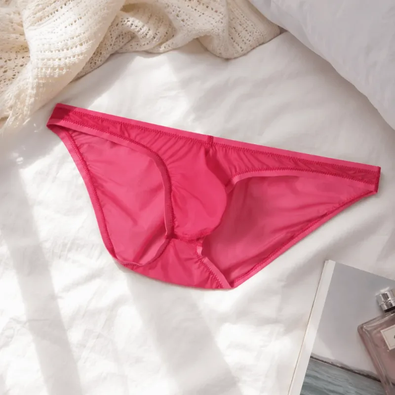Breathable Low Waist Ice Silk Briefs Transparent Lingerie Bikini Briefs Ultra-Thin Mesh Men's Triangle Panties Summer