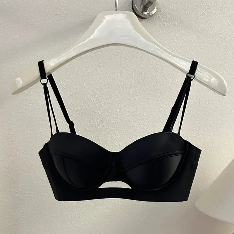 AA Cup Strapless Bra Set Fixed Half Cup Built-in Lift Lingerie Push Up Convertible Underwear Push Up Convertible Underwear