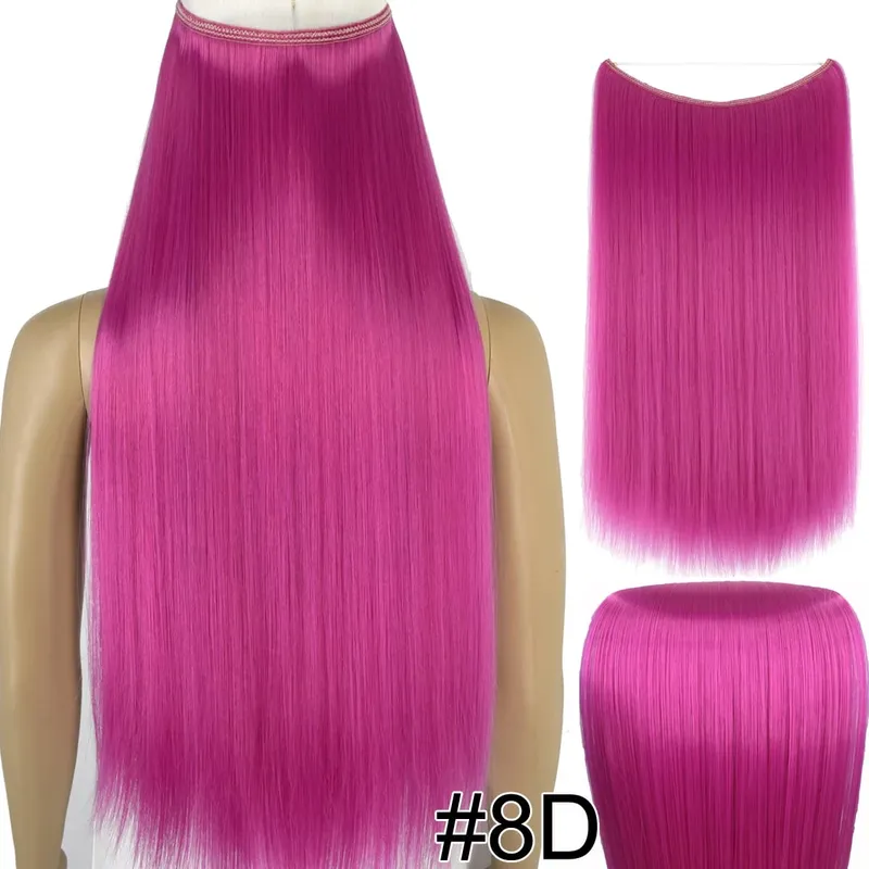 Synthetic Heat Resistant Hair Silky Straight Elasticity Invisible Wire Hair Extensions 8006