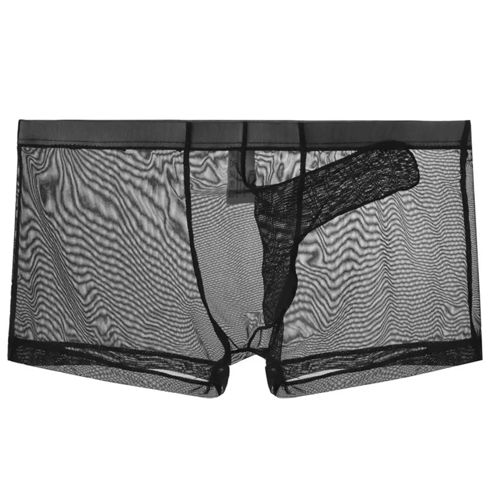 Biancheria intima leggera trasparente da uomo sexy in rete trasparente trasparente con boxer traspiranti, mutandine boxer maschili con separazione di proiettili