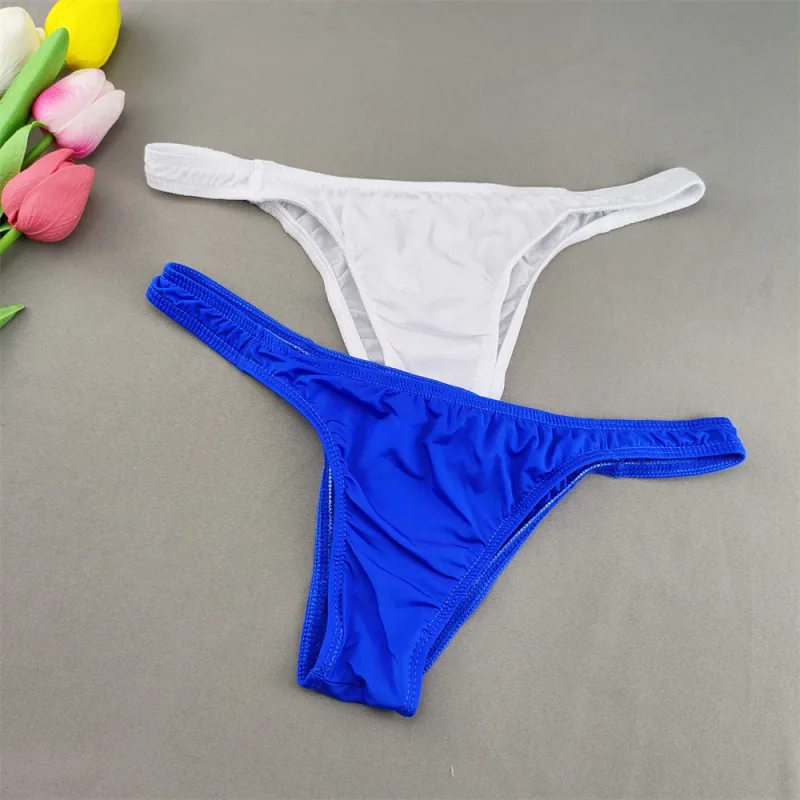 Narrow Waist Seamless Ice Silk Briefs Men Sexy Transparent Underwear Low Waist Bikini Panties Adult Lingerie