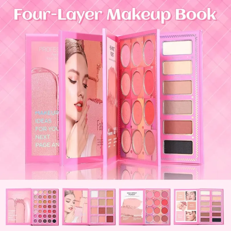 4 in 1 Makeup Book Palette 69 Colors Eyeshadow Blush Pressed Powder Eyebrow Powder Full Face Makeup Kit — image 5