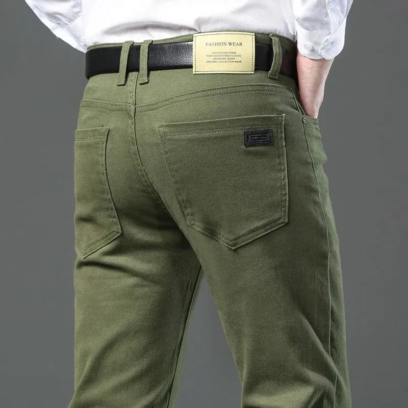 2025 Spring Autumn New Men's Clothing Slim Jeans Fashion Brown Business Casual Stretch Denim Pants Male Brand Trousers 28-44 — image 2