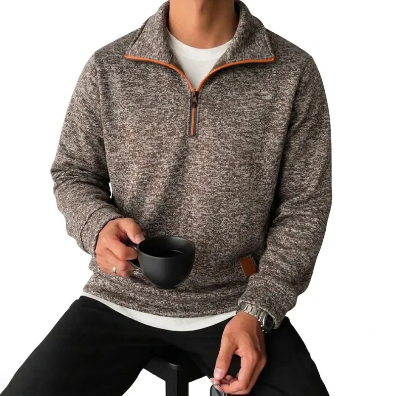 Men's Long Sleeve Half Zipper Sweatshirts Solid Pullover Luxury Zip Up Hoodies Casual Mens Coats Gym Man Quarter Zip Poleron