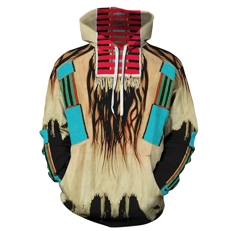 Fashionable 3D Printed Bohemian Pattern Men's Top Fashionable Men's Loose Large Sports Hoodie Street Retro Long Sleeve Hoodie