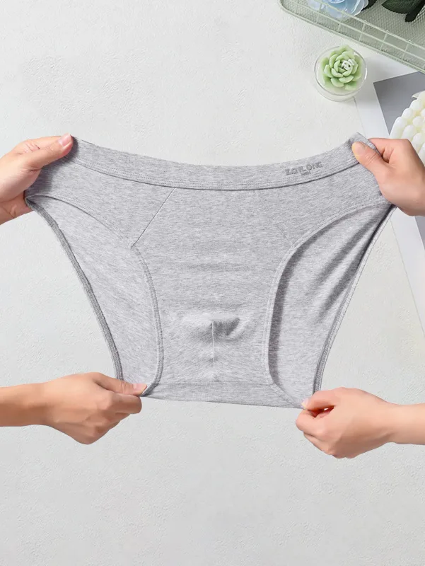 2PCS Men's Cotton Briefs Soft Basic Underwear Mid Waist Comfort Casual Underpants Solid Color Knitted Men's Brief — image 5