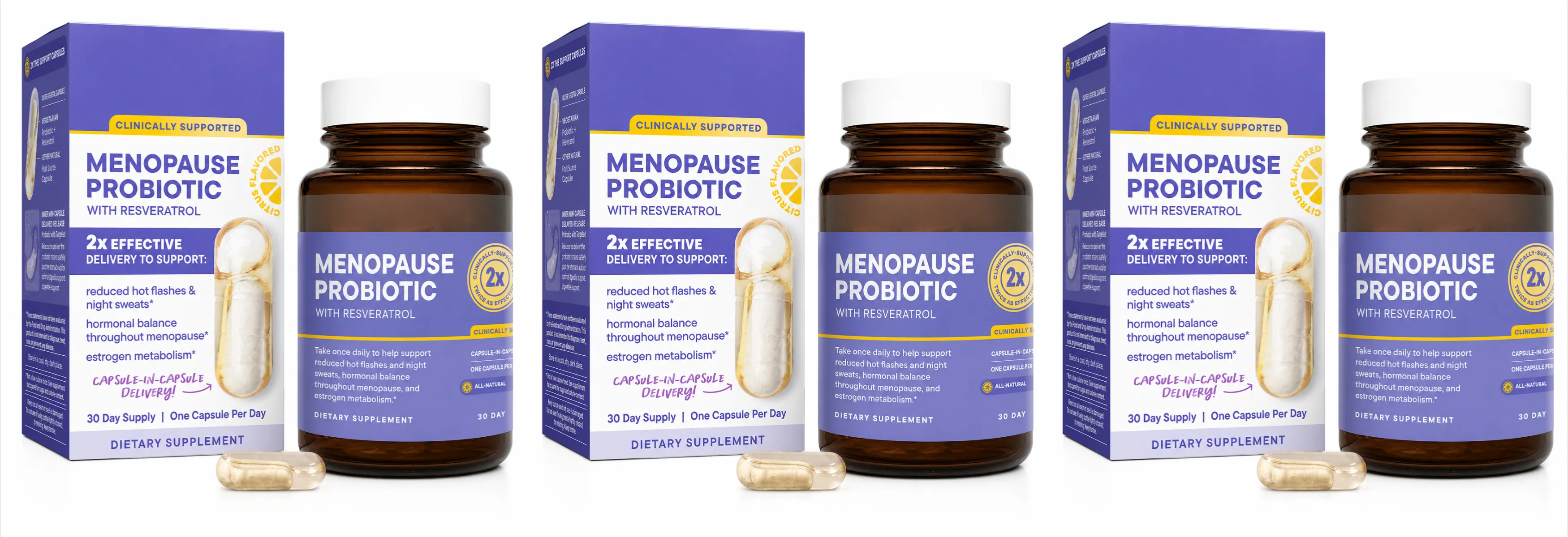 Menopause Probiotics for Women Hormonal Balance Hot Flashes Night Sweats Gut Health Resveratrol & Omega 30 Capsules
