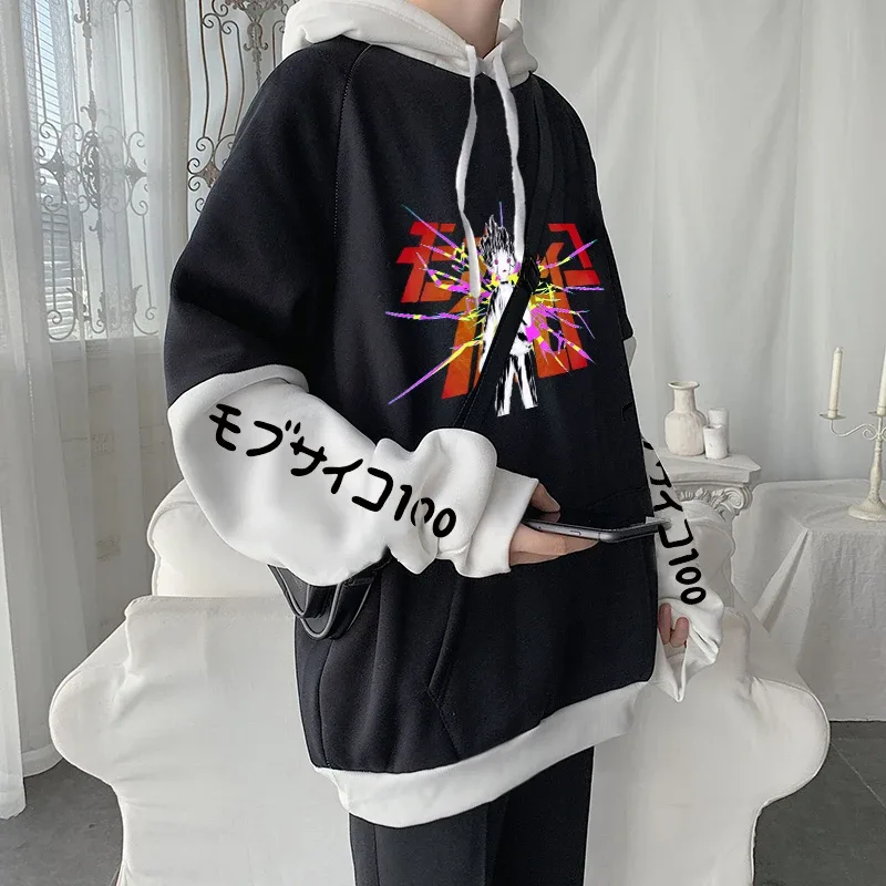 Anime Mob Psycho 100 Hoodies Harajuku Shigeo Kageyama Punk Cartoon Φούτερ Ανδρικά Γυναικεία Φθινόπωρο Χειμώνας Ζεστό φούτερ με συνονθύλευμα
