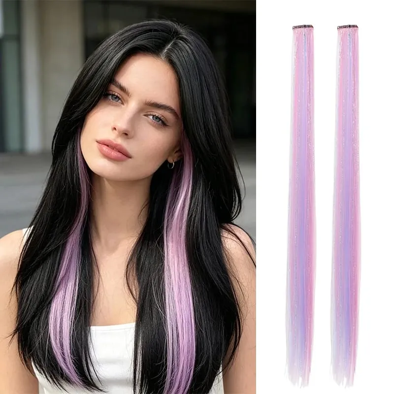 Ce Cream – postiches à clipser en Fiber synthétique, 2 pièces, couleur rose lavande, pour Cosplay et Look décontracté, couleur douce et vibrante
