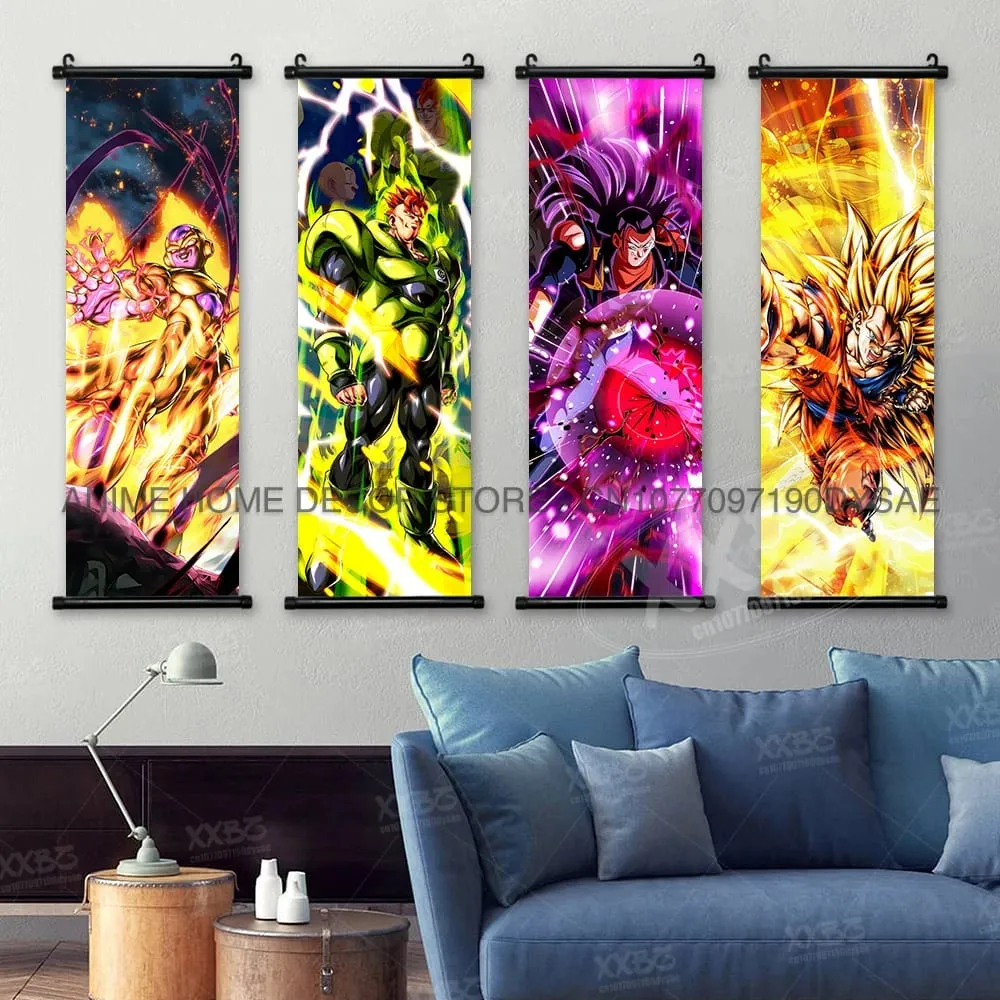 Dragon Ball Posters Anime Figures Wall Art Frieza Home Decor VegetaIII Scrolls Picture Goku Hanging Painting Son Gohan Wallpaper — image 2