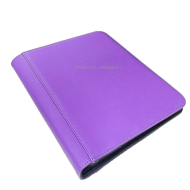 4 Pocket Toploader Binders TCG for PKM Holds 112+ 3"X4" Toploaders Leather Card Holder Double Sided Pockets for MTG PTCG Cards