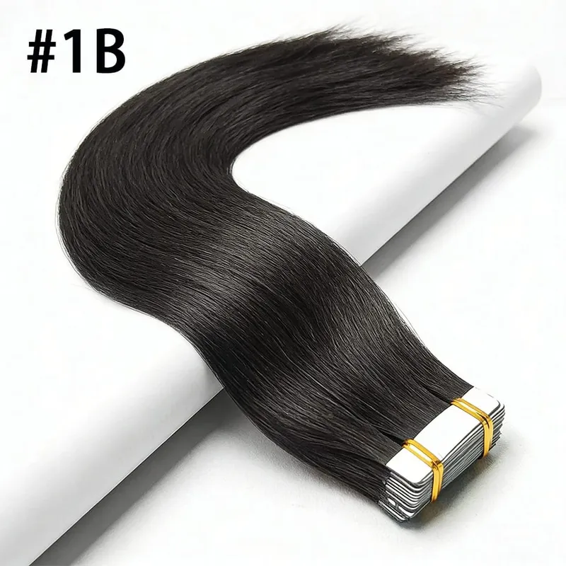 Natural Color Tape In Hair Extensions Virgin Human Hair Silk Straight Invisible Tape On Extensions Color #4 for Women 50G 20pcs