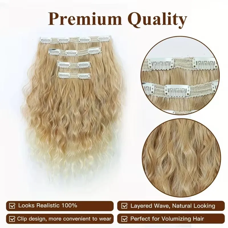 12Inch Synthetic Short Wavy Curly Hair Extension 4pcs/set Clip in Hair Easy to Wear for Women Party Use Daily
