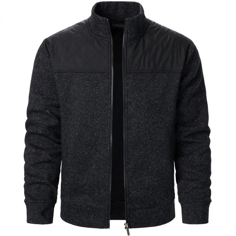 Men's Patchwork Sweatshirts Stand Collar Jacket Slim Fit Cardigan Streetwear Sportswear Casual Zip Up Coat Outdoor Tracksuit Men