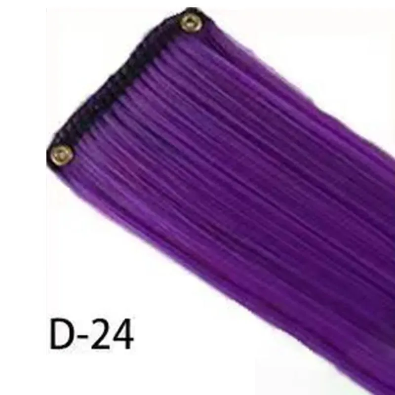 Synthetic 10Pcs colorful Hair Extensions Clip in Colored Party Highlights Extension for Kids Girls Long Straight Hairpiece