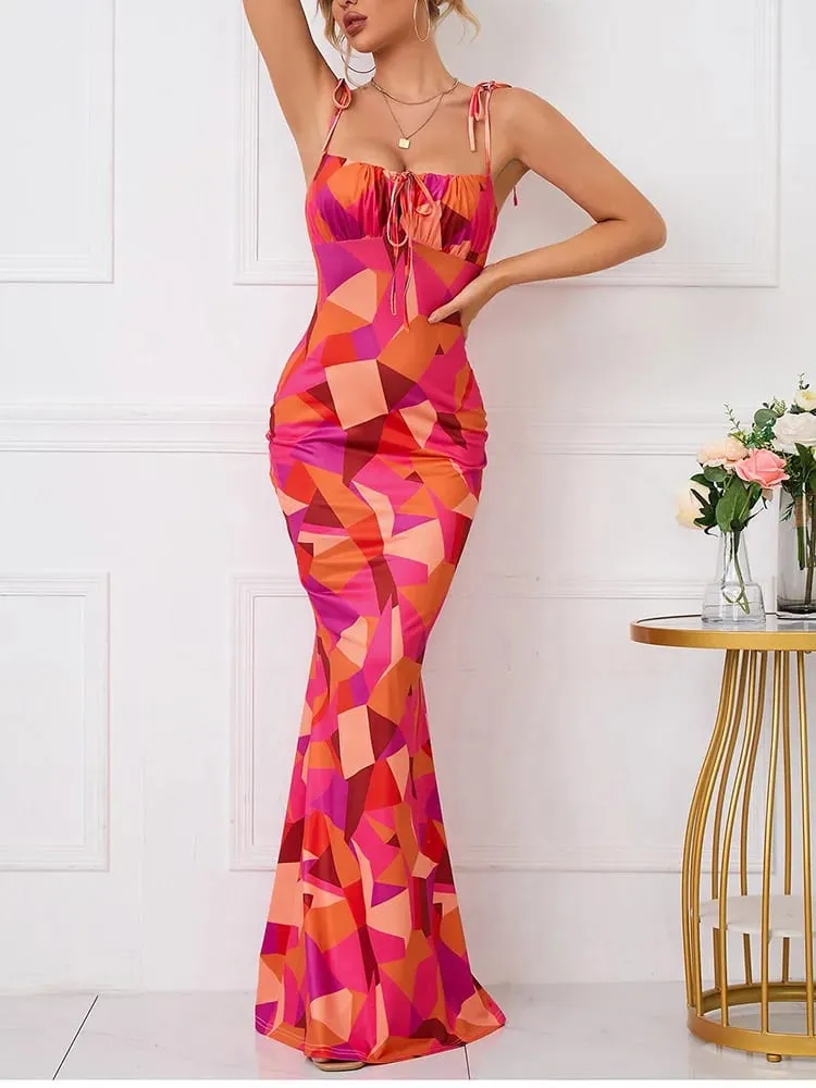 Josiaoprah Sexy V-Neck Long Maxi Dress Elegant Vintage Floral Printed Party Dress Spring Summer Holiday Style Dresses Vestido