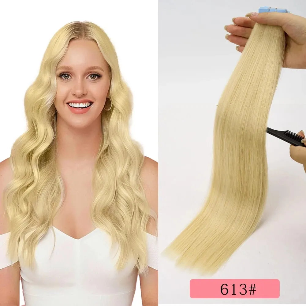 12A Tape In Hair Extensions Human Hair 100% Natutal Remy Hair Italy Tape for Strong Hold Seamless Skin Weft for Fine Hair