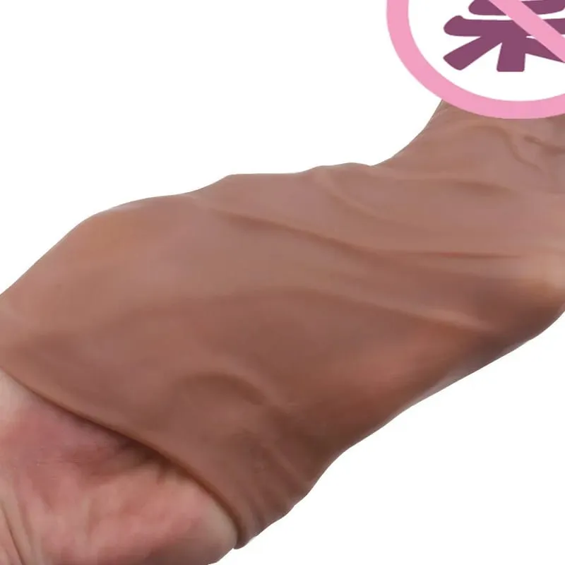 14/16/20CM Realistic Penis Sleeve Extender Reusable Dildos Condom Delay Ejaculation Dick Enlargement Sex Toys for Men — image 3