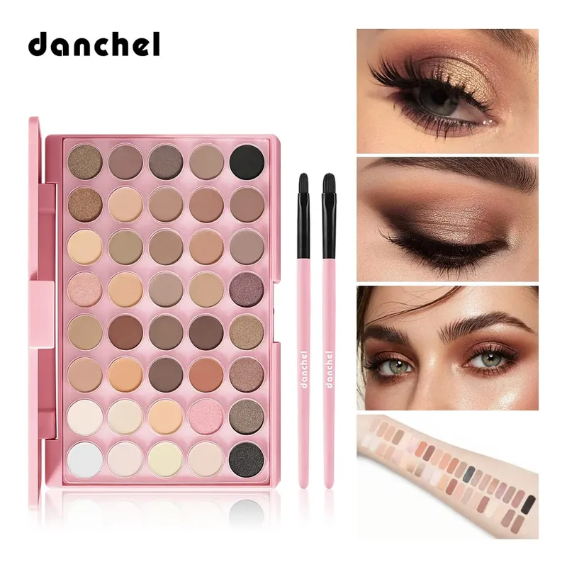 Beginner Friendly All In One Makeup Set Lipstick Palette Eyeshadow Palette 2Pcs Professional Makeup Brushes Face Cosmetic Kit